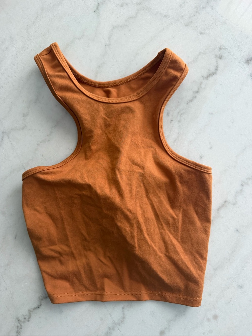 Bombshell Sportswear Rust Orange Racerback Crop Tank